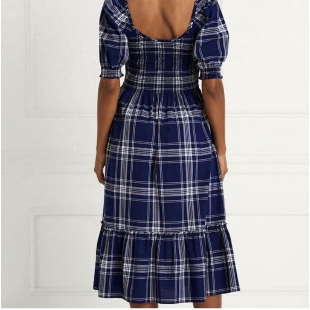 Hill House Home Louisa Nap Dress Navy Spring Plaid Tartan Smocked Sz M.MSRP $179 - Picture 9 of 11